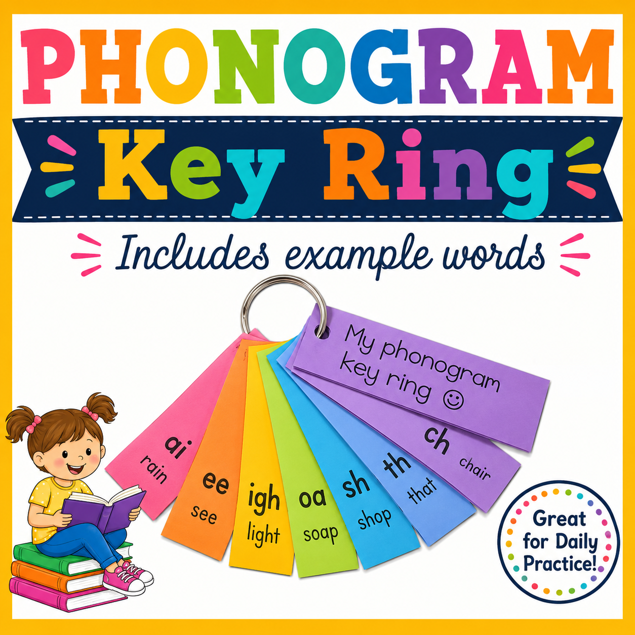 Spalding Phonogram Key Ring | Portable Phonics Reference Cards for Reading & Spelling