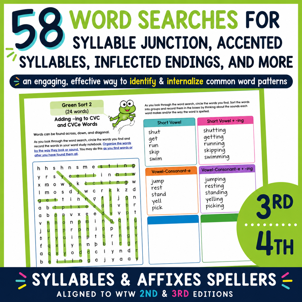 Words Their Way 4th Grade Spelling | Syllables & Affixes Word Study Word Searches