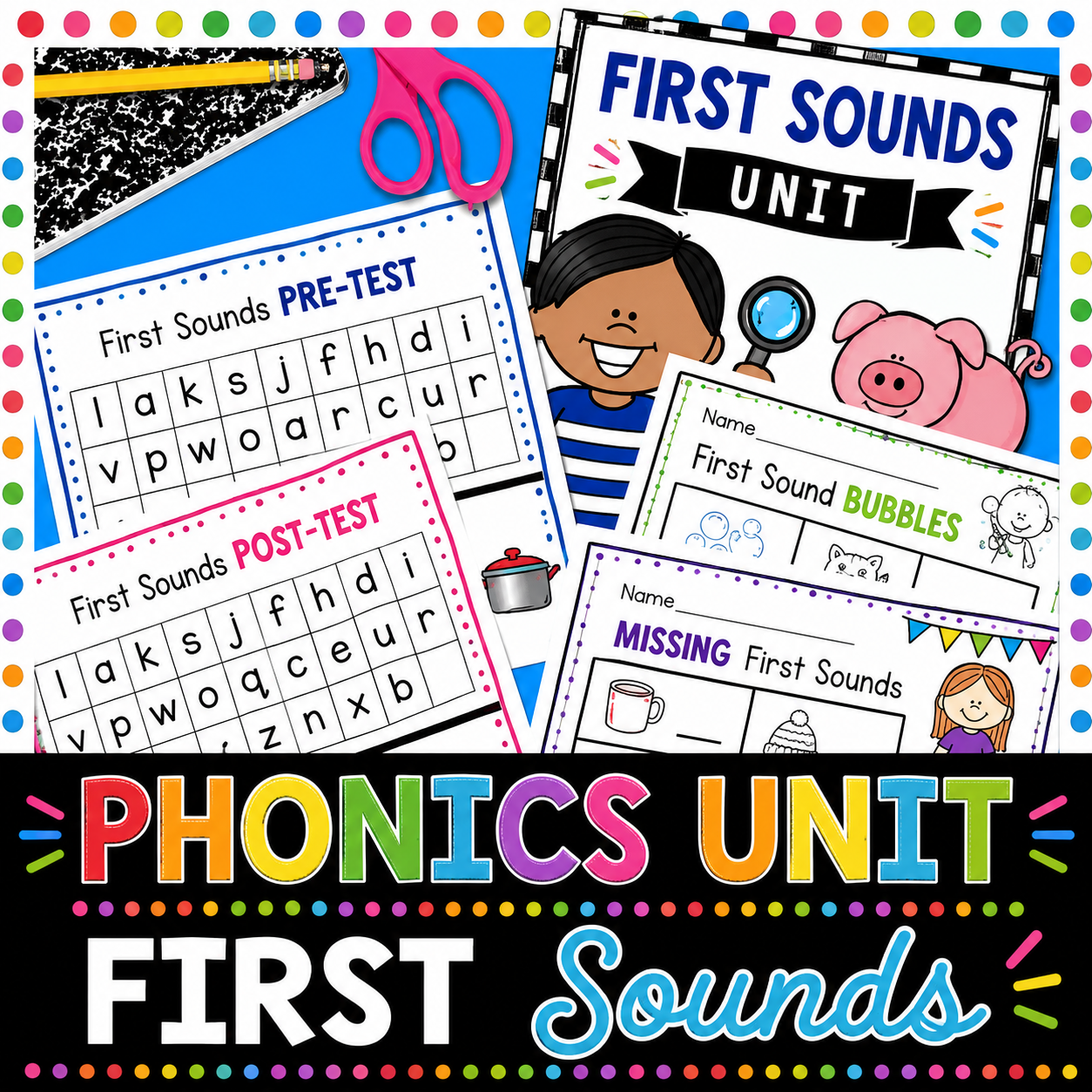 Beginning Sounds Unit | Initial Letter Sounds, Kindergarten Phonics & CVC Word Activities