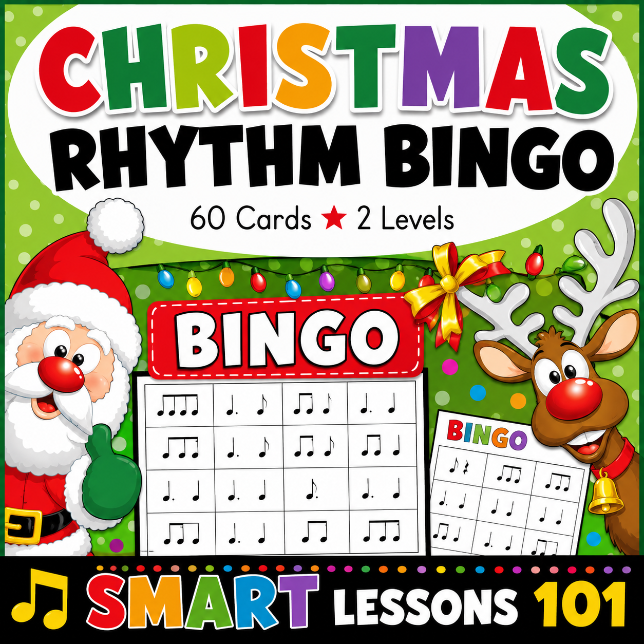 Christmas Rhythm Bingo Flashcard Game | Fun Christmas Music Activity