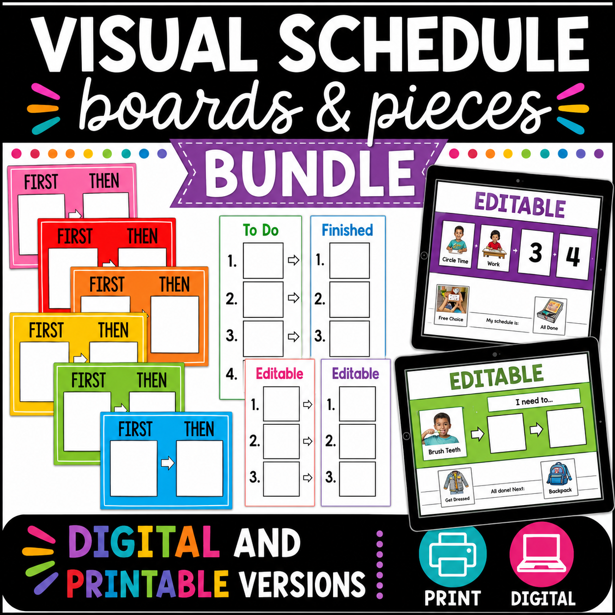 Editable Visual Schedule Boards & Pieces | Special Education Classroom Organization Resource