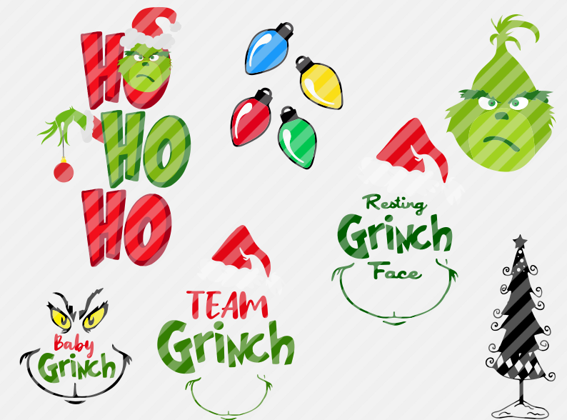 Team Grinch SVG files featuring Christmas quotes, holiday graphics and festive family shirt designs