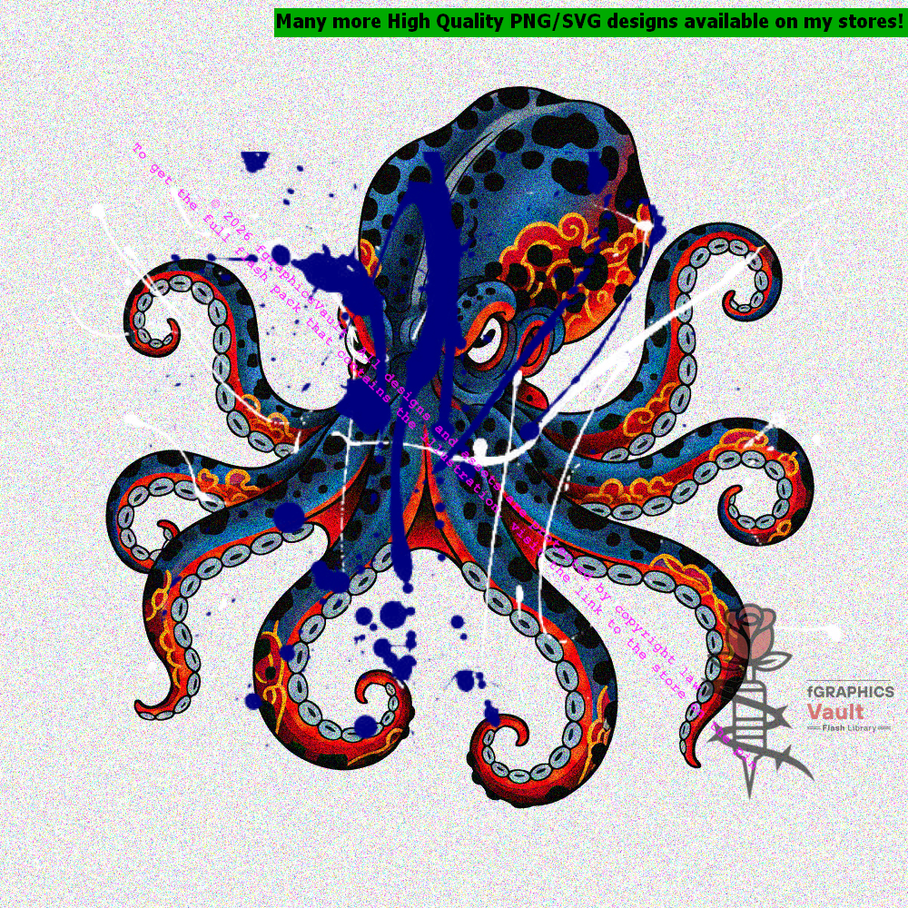 Japanese style octopus design for tattoo artists