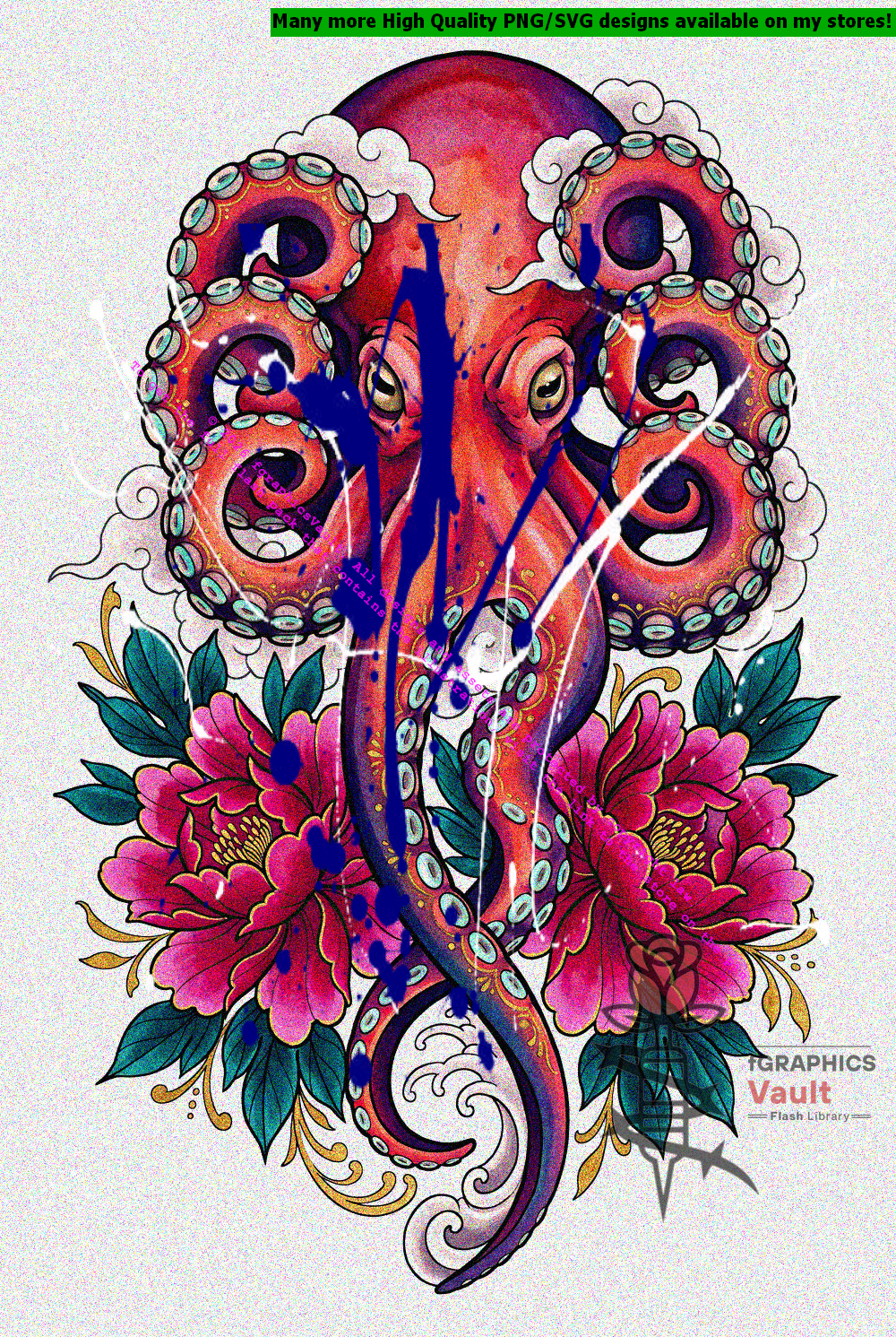 Neo traditional octopus flash inspired by Japanese irezumi