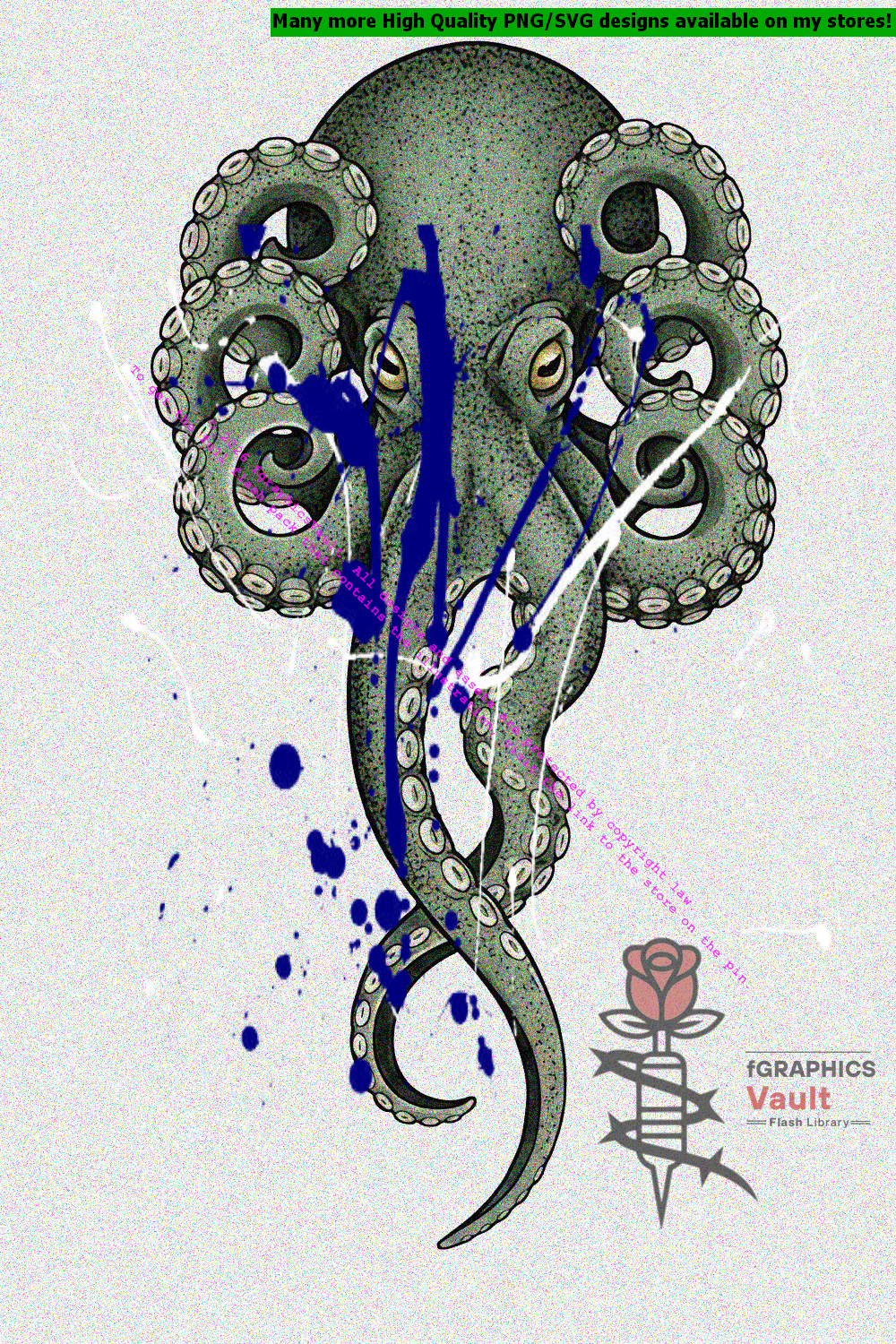 Japanese octopus motif tattoo reference illustration
