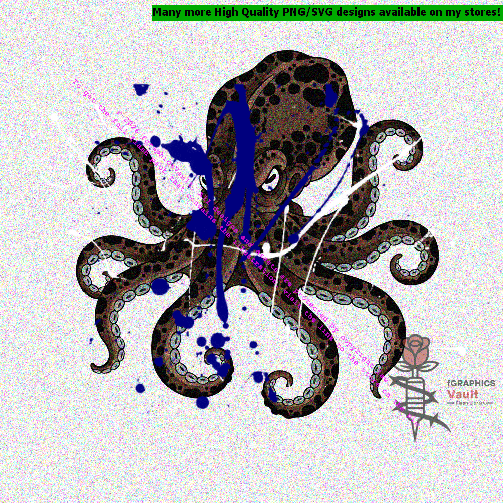 High detail octopus tattoo flash sheet artwork