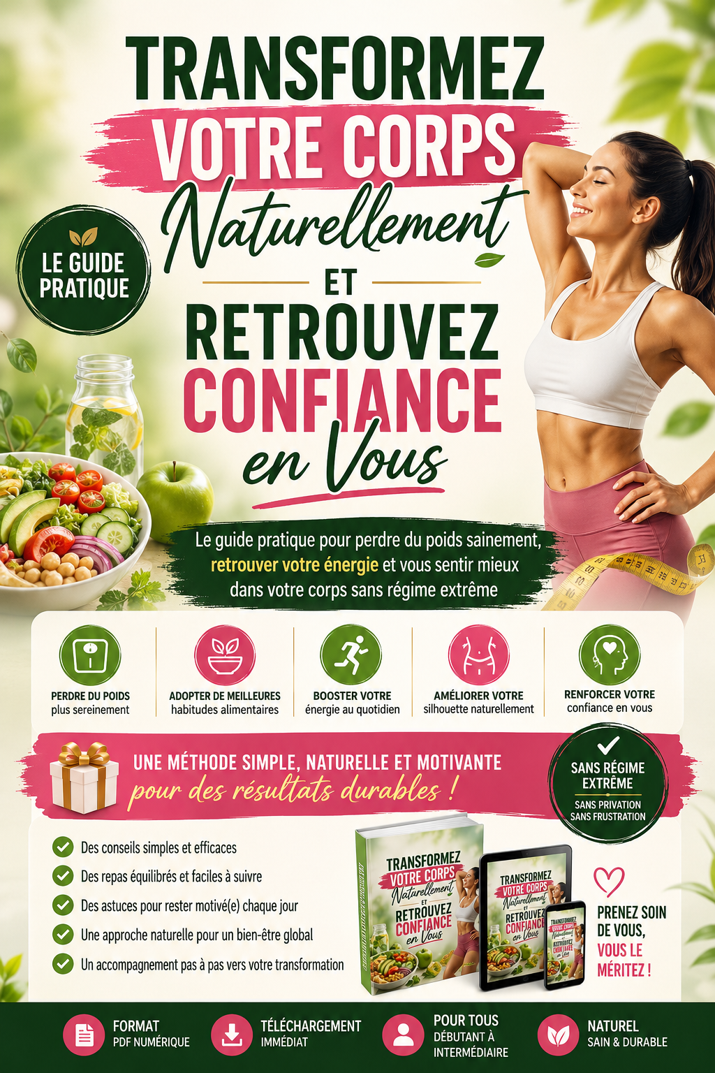 Couverture d’ebook fitness et perte de poids naturelle : Transformez votre corps naturellement et retrouvez confiance en vous, guide pratique pour maigrir sainement, retrouver de l’énergie et adopter de meilleures habitudes.