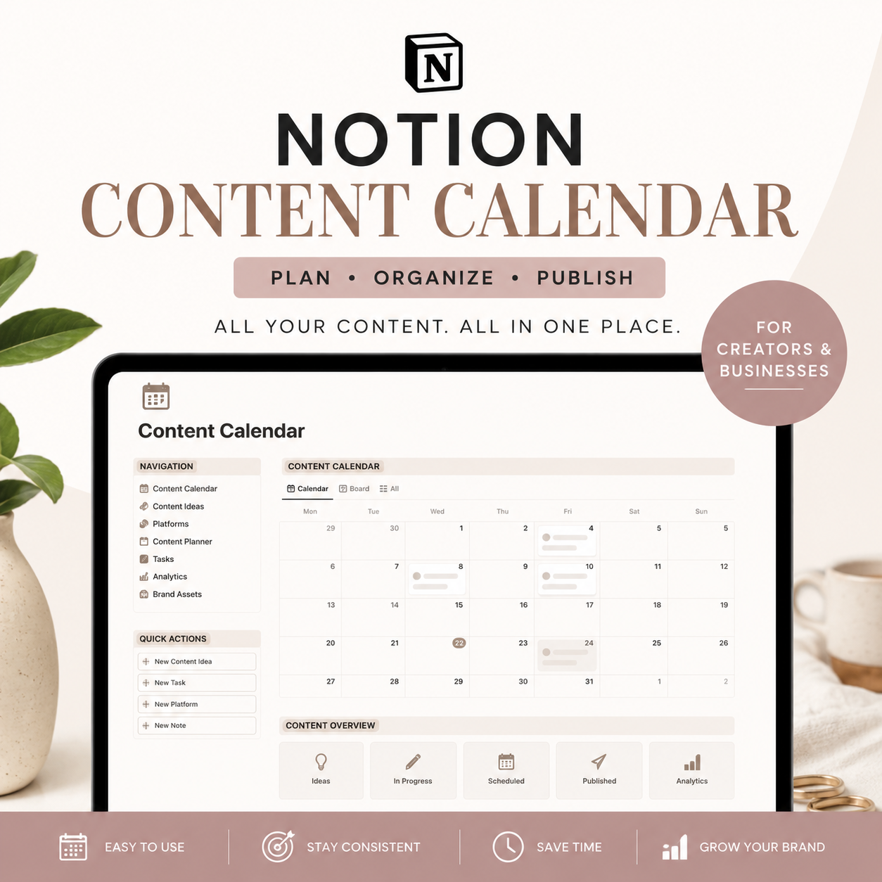 All-in-One Notion Content Planner & Calendar (Instagram, YouTube, Blog