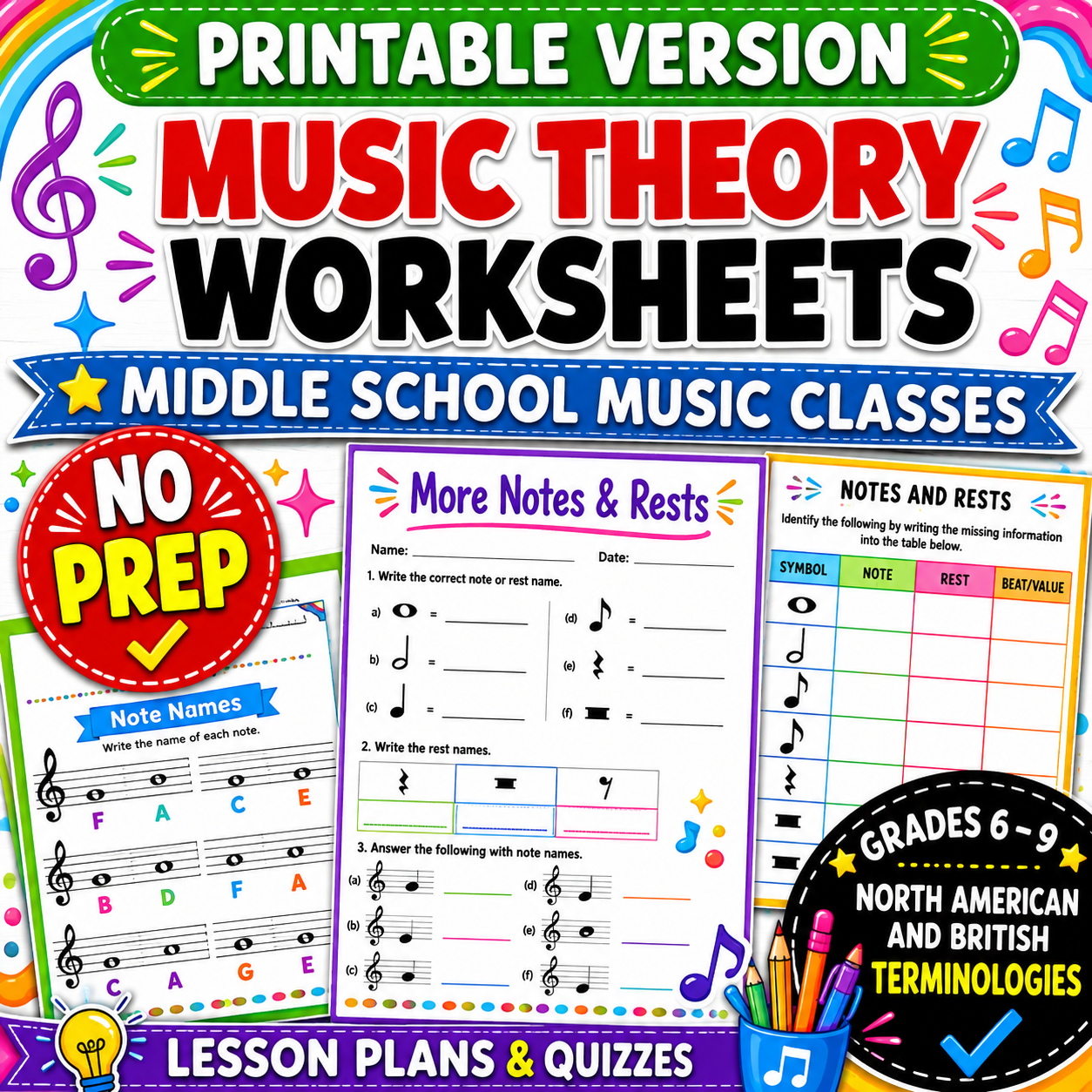 Music Theory Worksheets for Middle School | Lesson Plans, Quizzes & Sub Plans