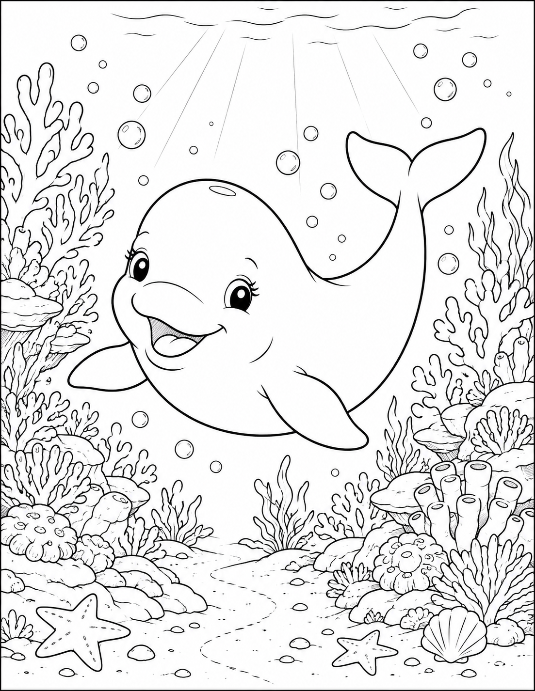 beluga whale coloring page, whale coloring page, ocean coloring page, sea animal coloring page, printable coloring page, cute whale coloring sheet, ocean animals for kids, marine life coloring page, preschool ocean activities, homeschool coloring pages, u