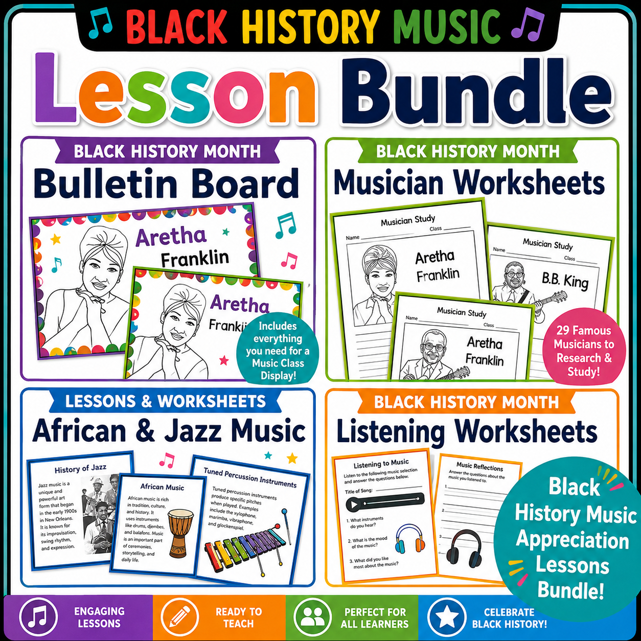 Black History Month Music Research Activities | Listening Worksheets, Research & Music Lessons