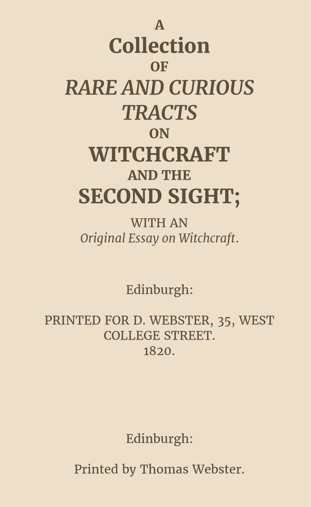 Witchcraft and Second Sight. Preview Page.