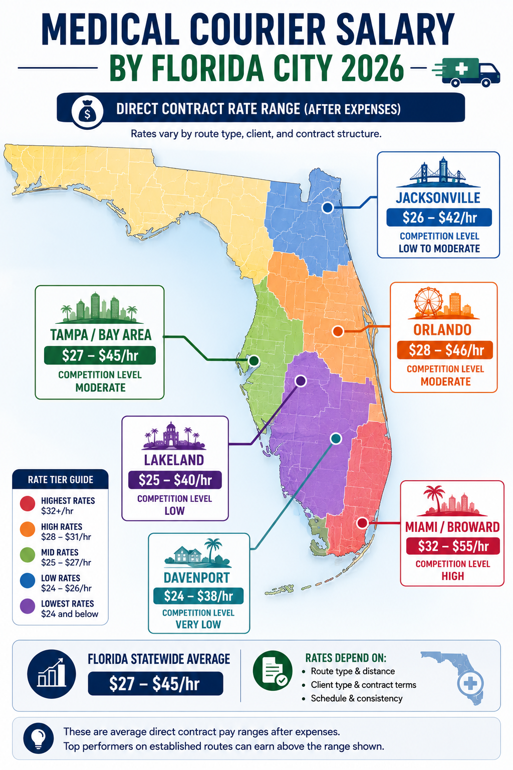 Florida Medical Courier Salary by City