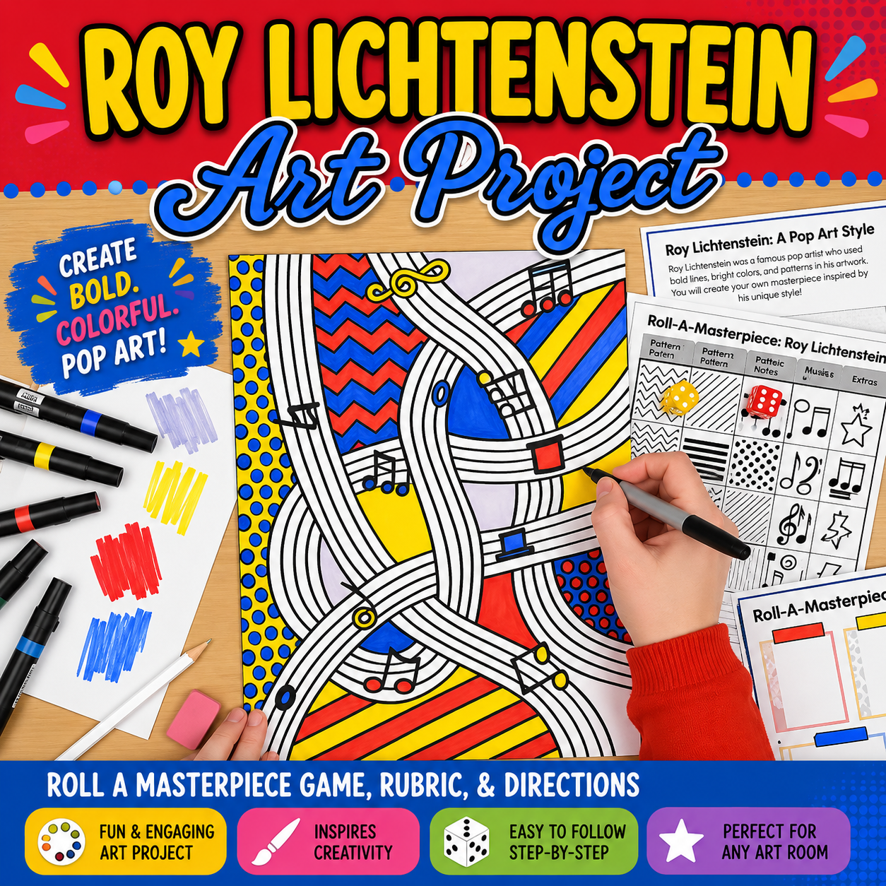 Middle School Art Lesson | Roy Lichtenstein Pop Art Project, Artist Study & Rubric