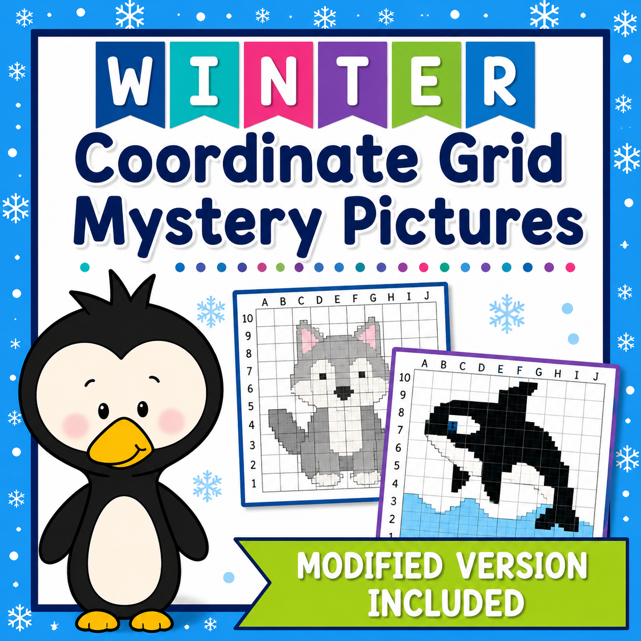 Winter Coordinate Graphing Mystery Pictures | Math Activities for Grades 5–9