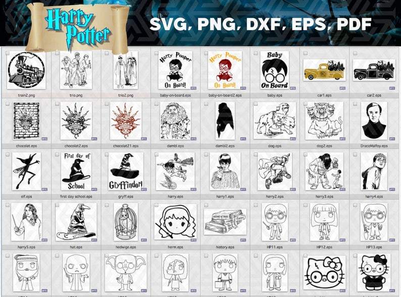 Harry Potter svg set with different designs.
