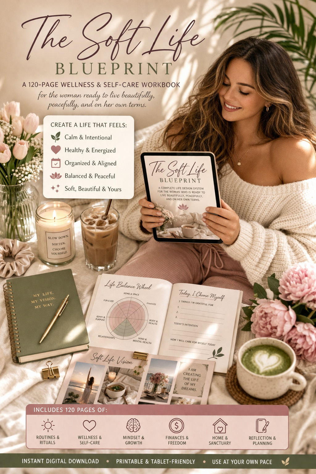 The Soft Life Blueprint: A Complete Life Design Workbook for Women — Peace, Beauty & Living on Your Own Terms