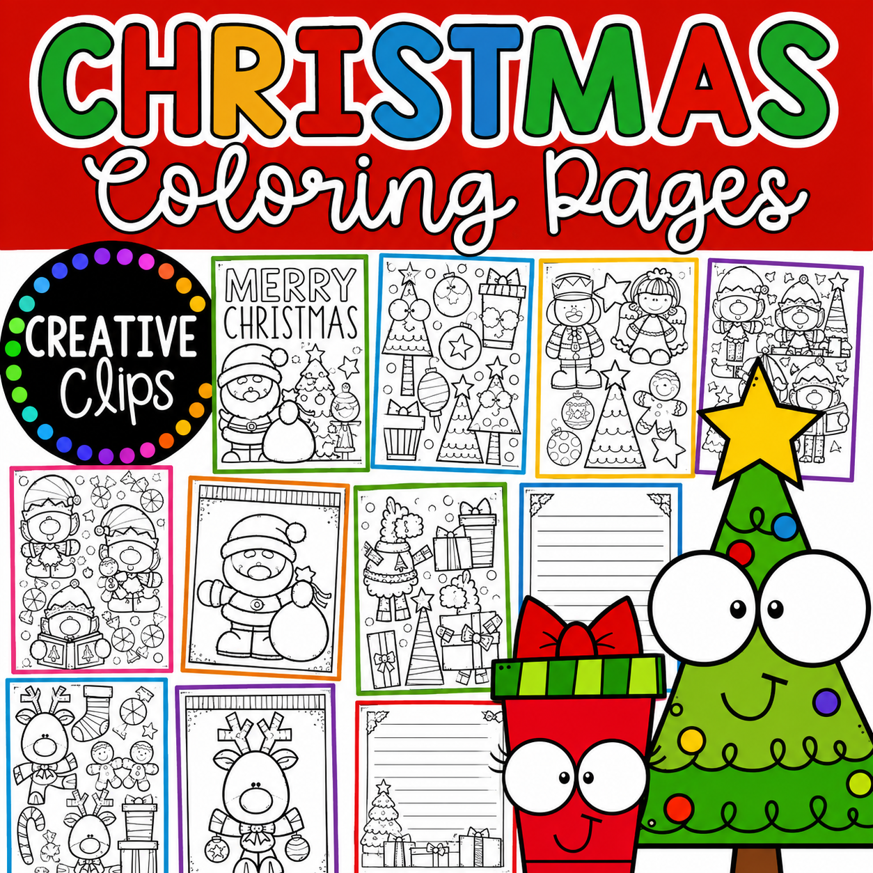 Christmas Holiday Coloring Pages & Writing Papers | Santa, Elf & Holiday Coloring Book