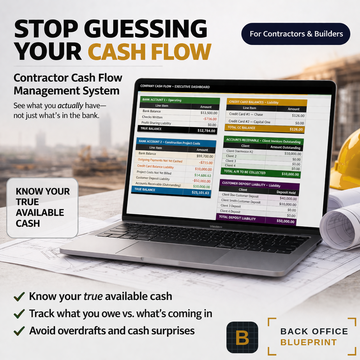 Company Cash Flow Report Excel template for contractors