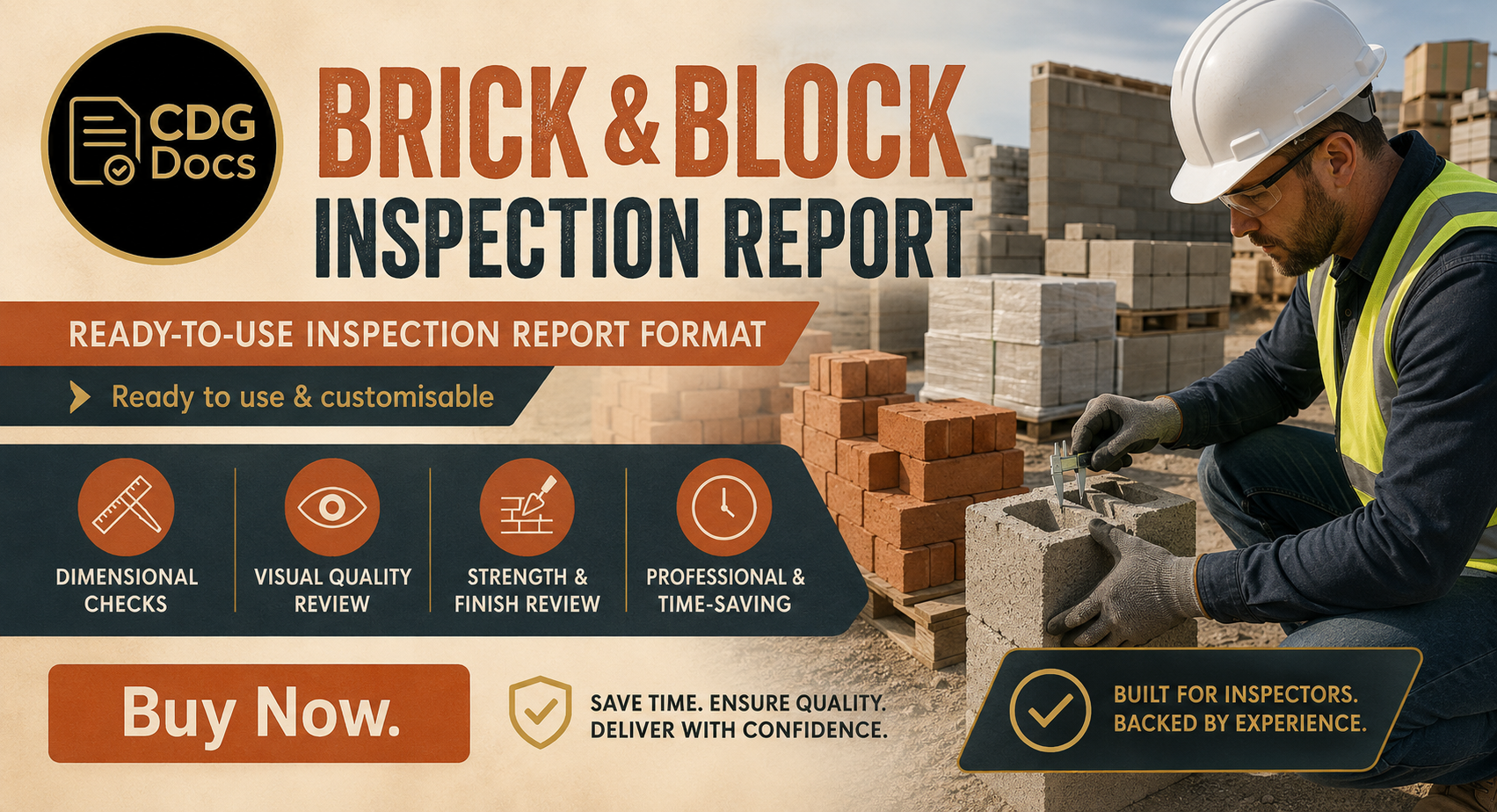 Brick Block Inspection Report Template | Masonry Quality Control ...