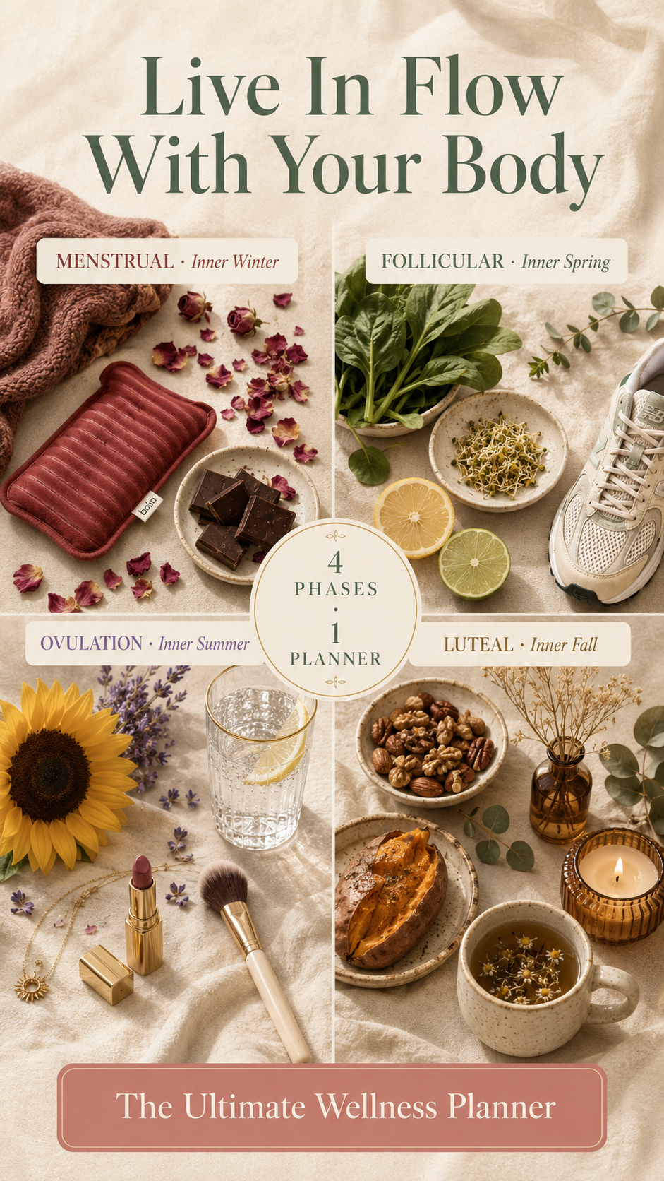 wellness planner, cycle tracker, period tracker, hormone balance, cycle syncing, self care routine, habit tracker, mood tracker, soft girl era, women's wellness, holistic wellness, mindfulness planner, gratitude journal, daily wellness, healthy habits, gl