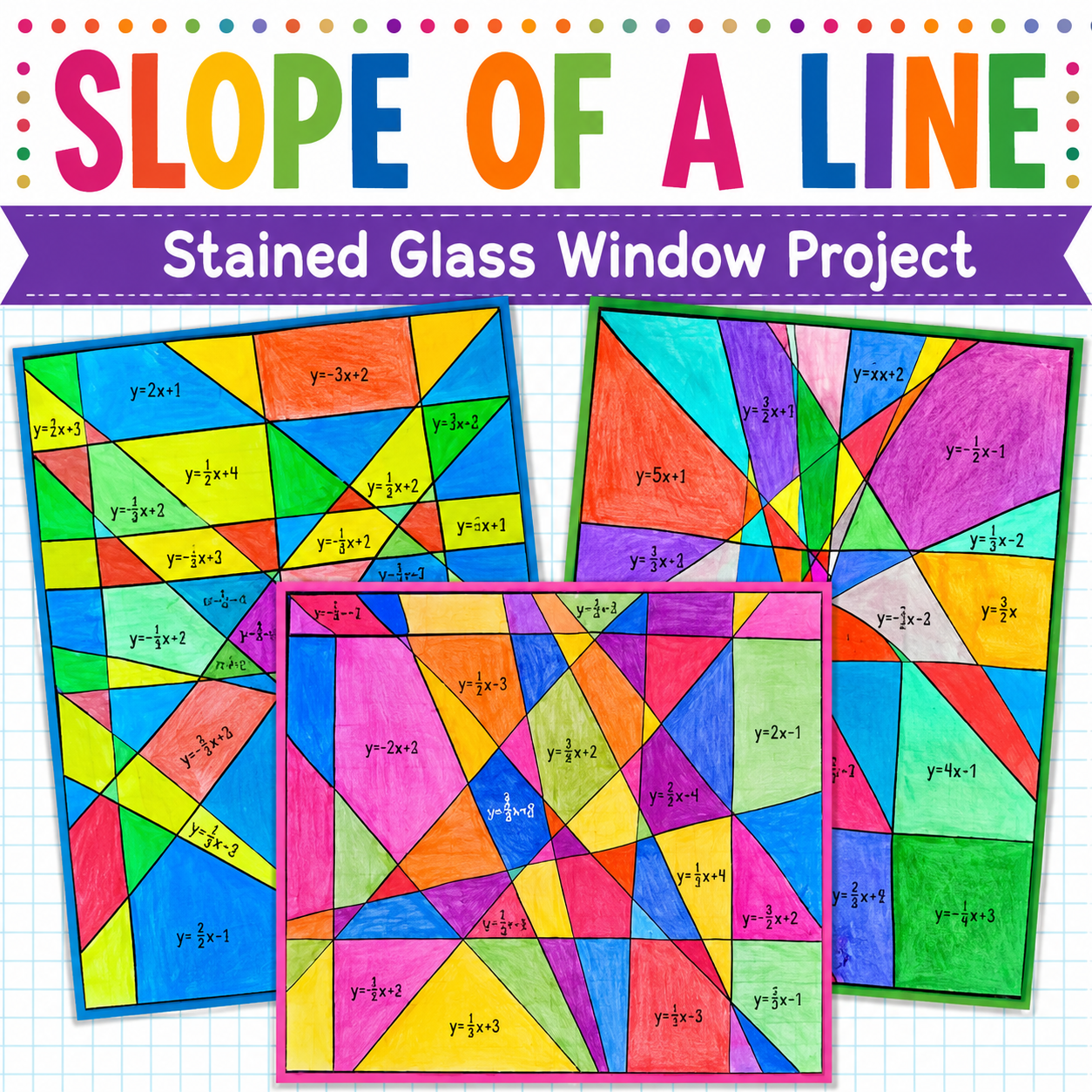 Slope-Intercept Form Activity | Stained Glass Project & Finding Slope Practice