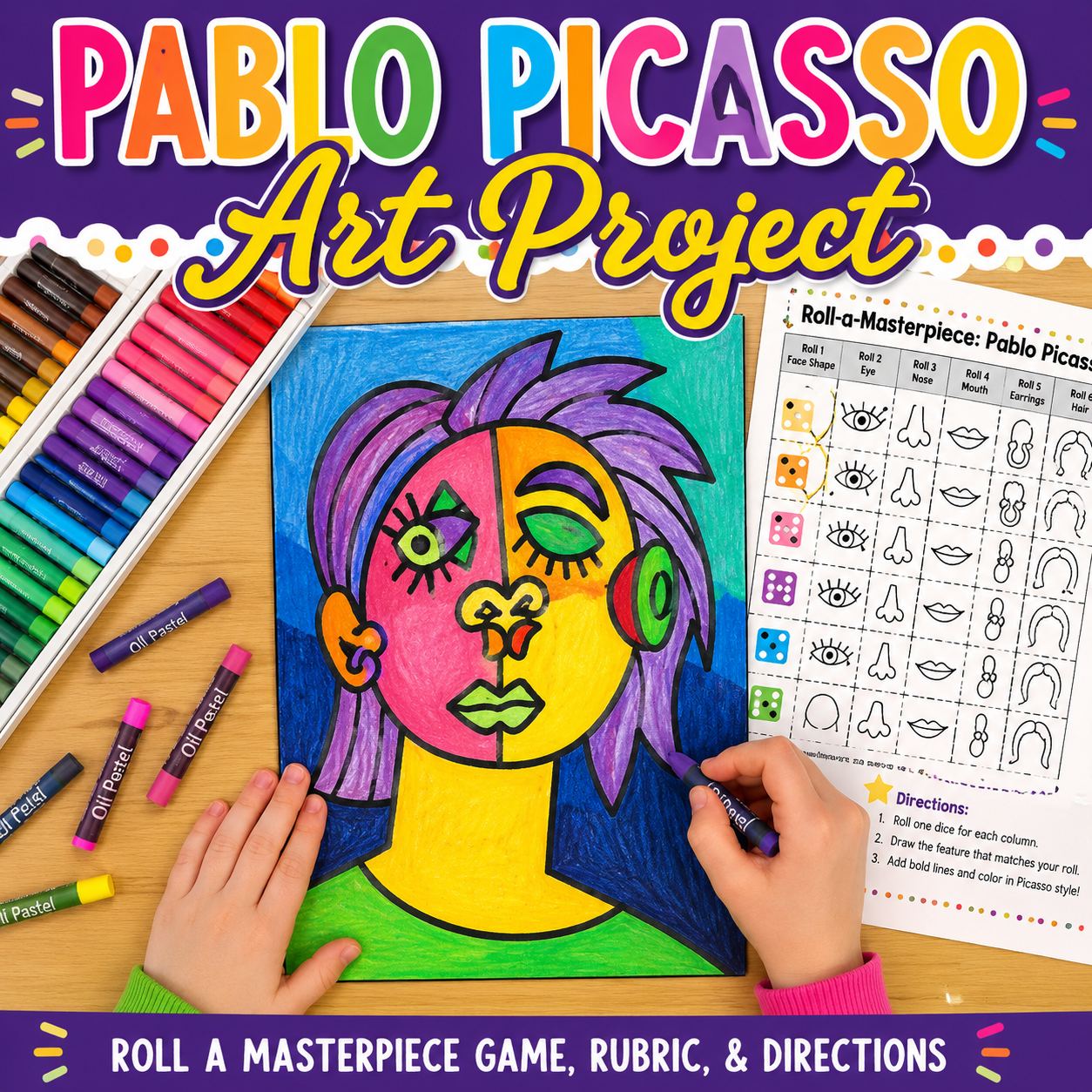 Hispanic Heritage Month Activities | Pablo Picasso Art Lesson & Roll-a-Dice Game