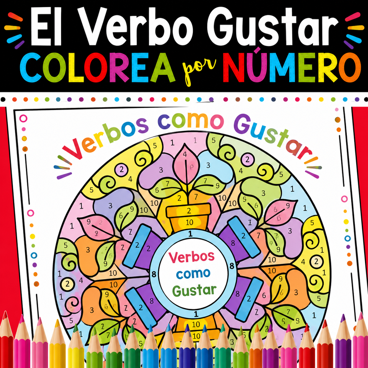 Spanish Verbs Like Gustar Worksheets | Color by Number Activities & Sub Plans