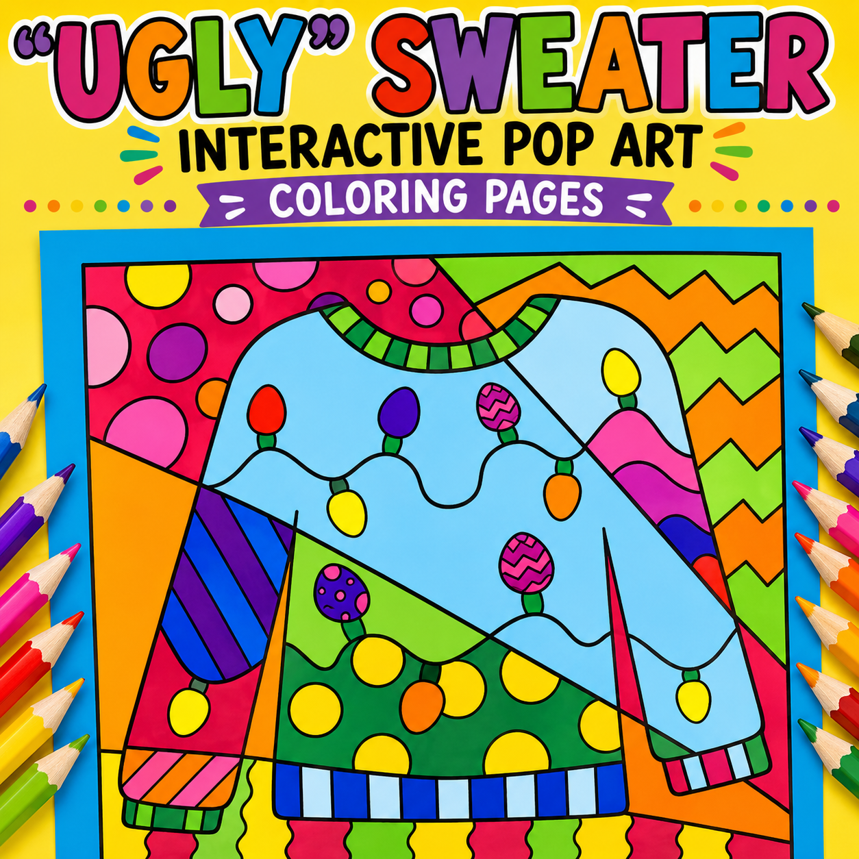 Teacher Timesaver | No-Prep Ugly Holiday Sweater Coloring Pages & Writing Activities