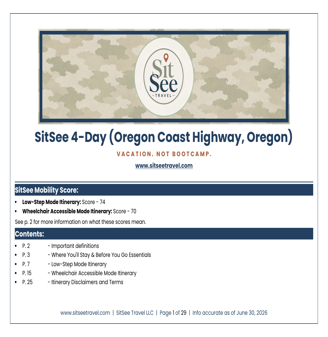 Cover of the SitSee low-step and wheelchair-accessible 4-day Oregon Coast Highway road trip