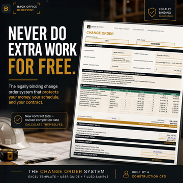 Back Office Blueprint Change Order Form Excel template — click to view the product
