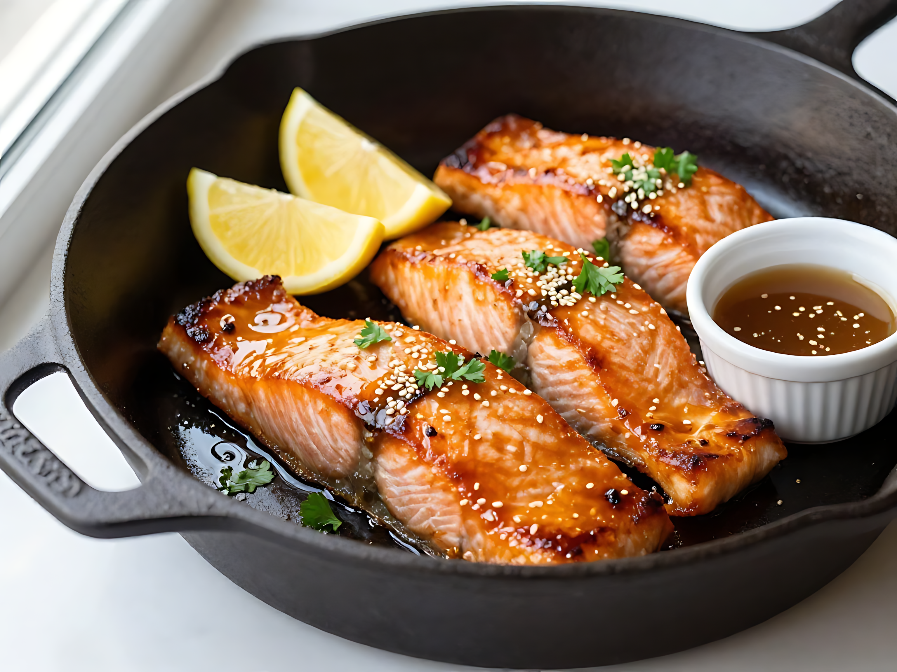 Slideshow image showing a quick pan-seared salmon dinner from the Too Tired to Cook? 20 Quick Dinner Recipes for Moms cookbook.