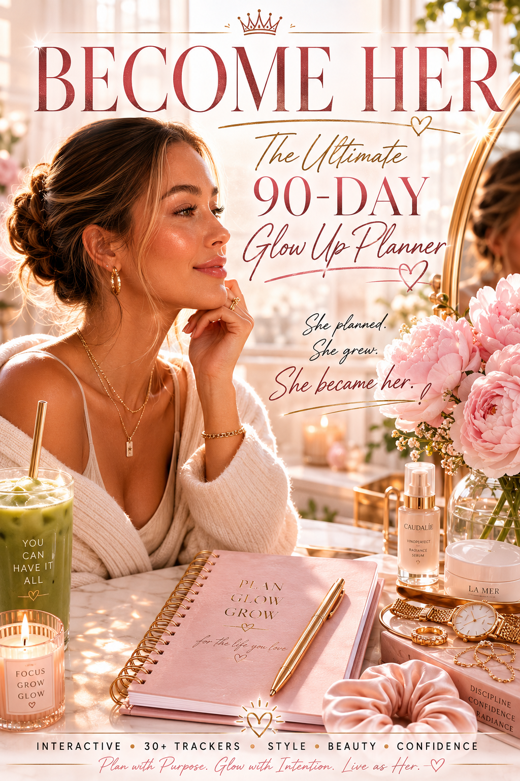The Ultimate Glow Up Planner: Become Her — Interactive 90-Day Transformation with 30+ Trackers, Style Archetype Quiz & It Girl Rituals
