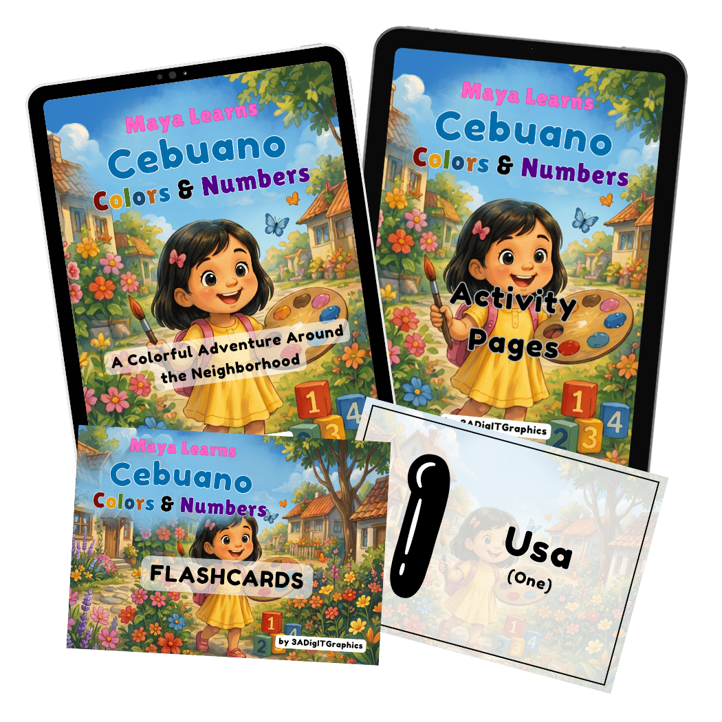 e-book, storybooks, kindle, cebuano, cebuano flashcards, activity pages