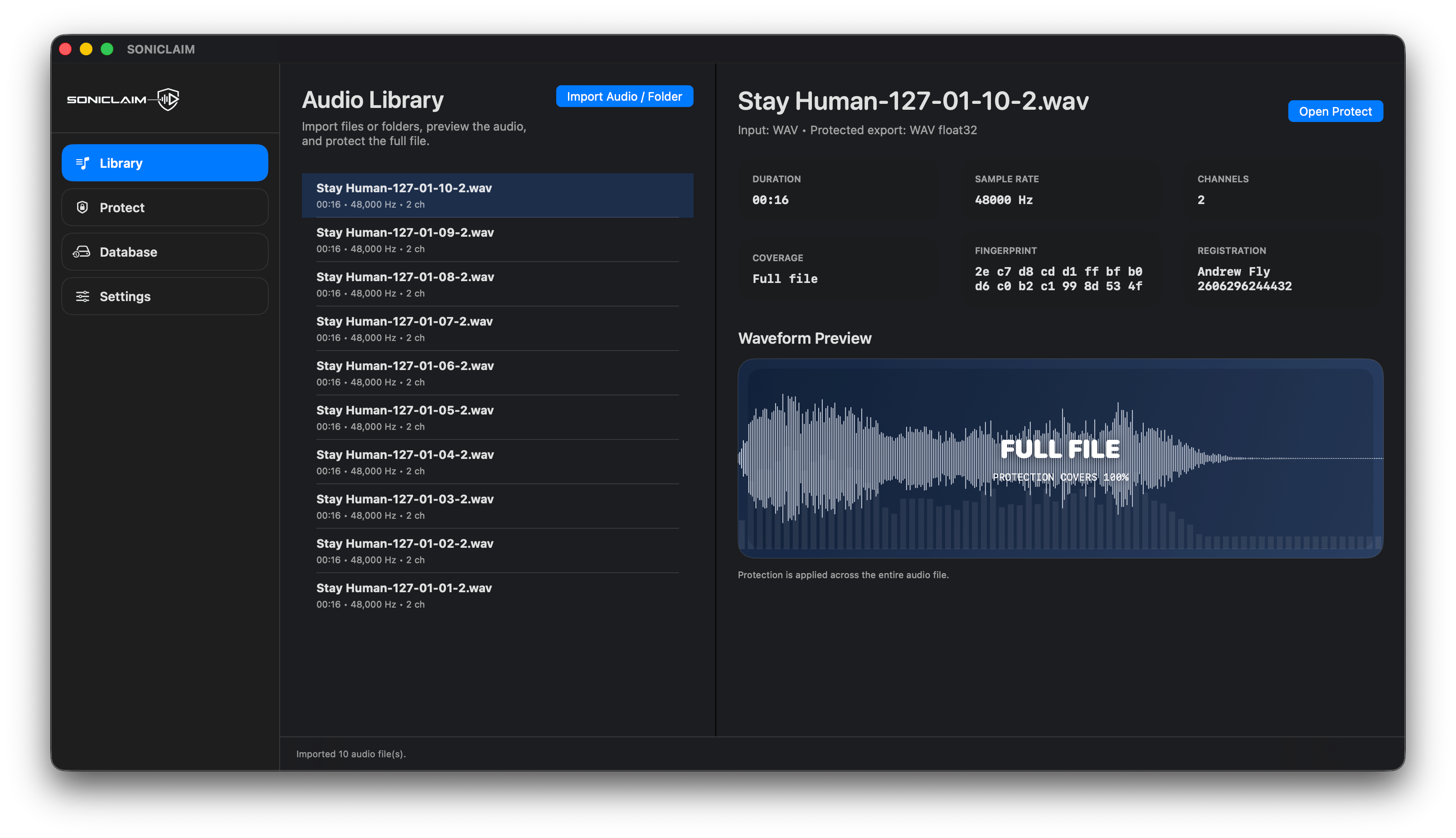 SONICLAIM audio recognition system