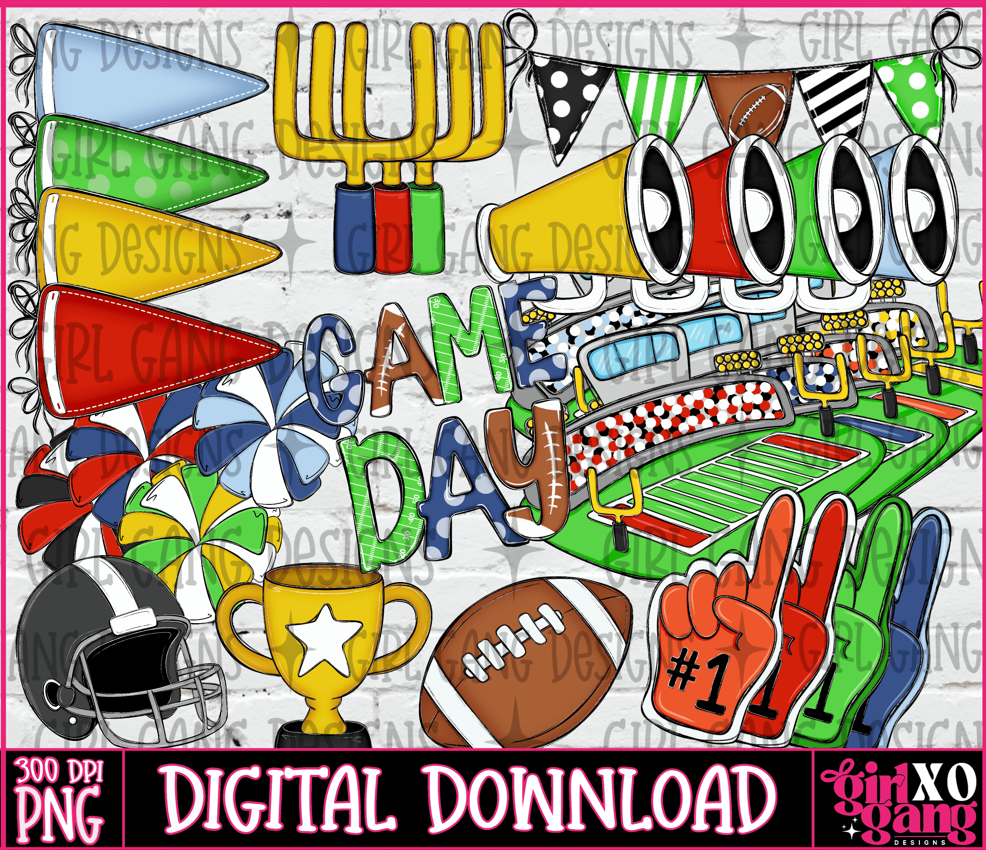 Doodle hand drawn football clipart bundle png set - Payhip