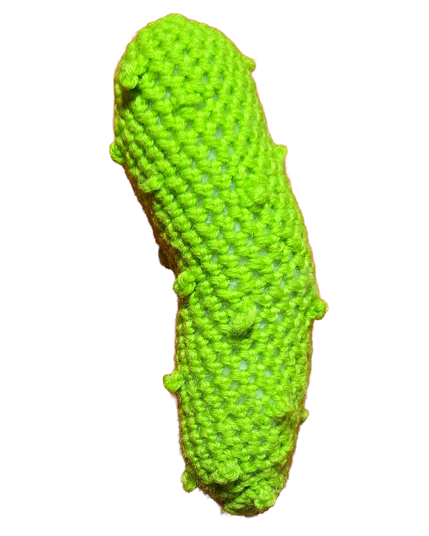 a crochet pickle cutout
