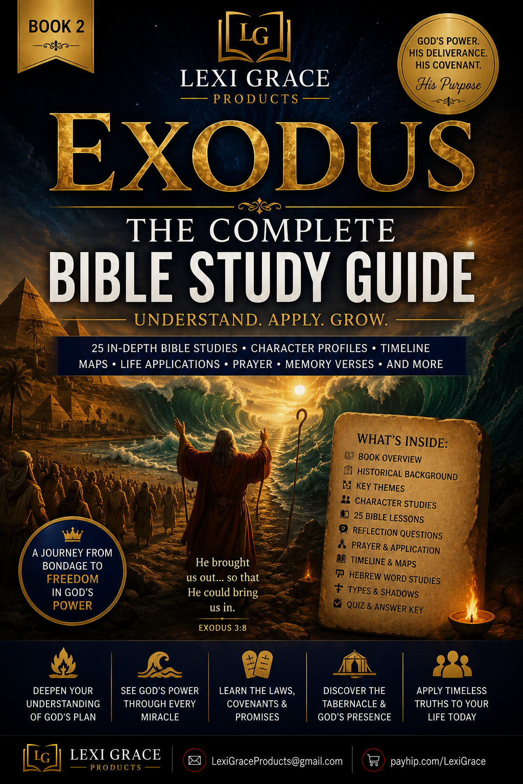 Exodus: The Complete Bible Study Guide — 25 Lessons, Character Profiles & Prayer Journal | LG Products