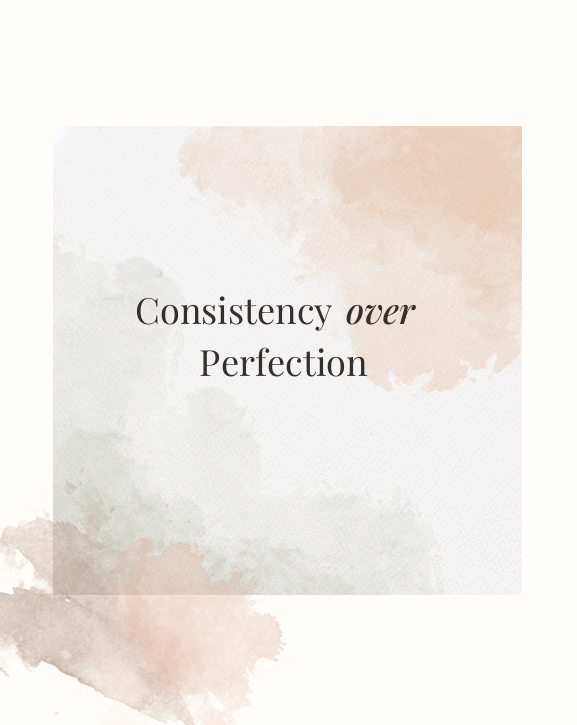 Minimal Canva quote template with "Consistency over perfection" for glow-up, productivity, and habit-building.