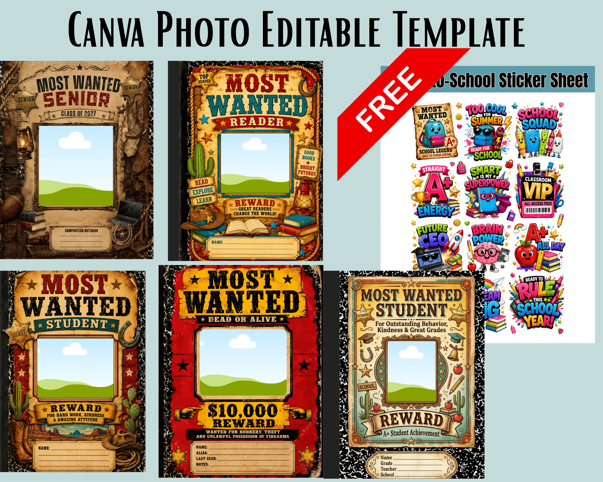 Wanted Note Book Paper Most Wanted Composition Notebook Covers Canva Template - Payhip