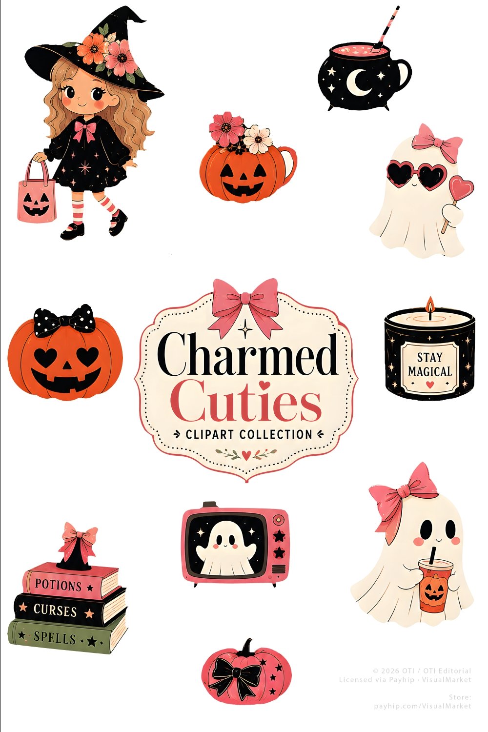 Summerween, spooky summer, Halloween clipart, cute stickers, digital download.