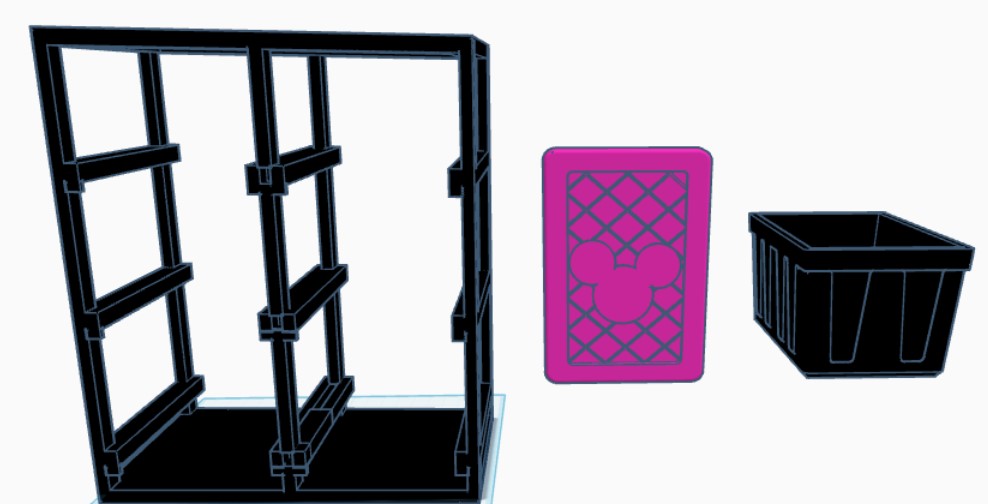 Mouse Inspired Teeny Tote Storage Rack STL/3mf | 6 Bin Organizer Digital Download | 3D Printable Workshop Storage System File perfect gift