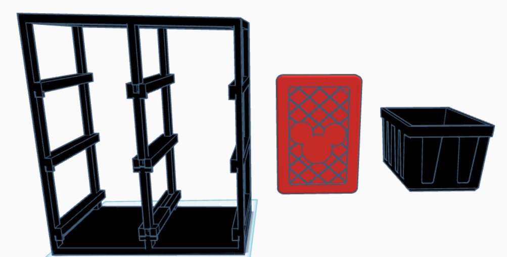 Mouse Inspired Teeny Tote Storage Rack STL/3mf | 6 Bin Organizer Digital Download | 3D Printable Workshop Storage System File perfect gift