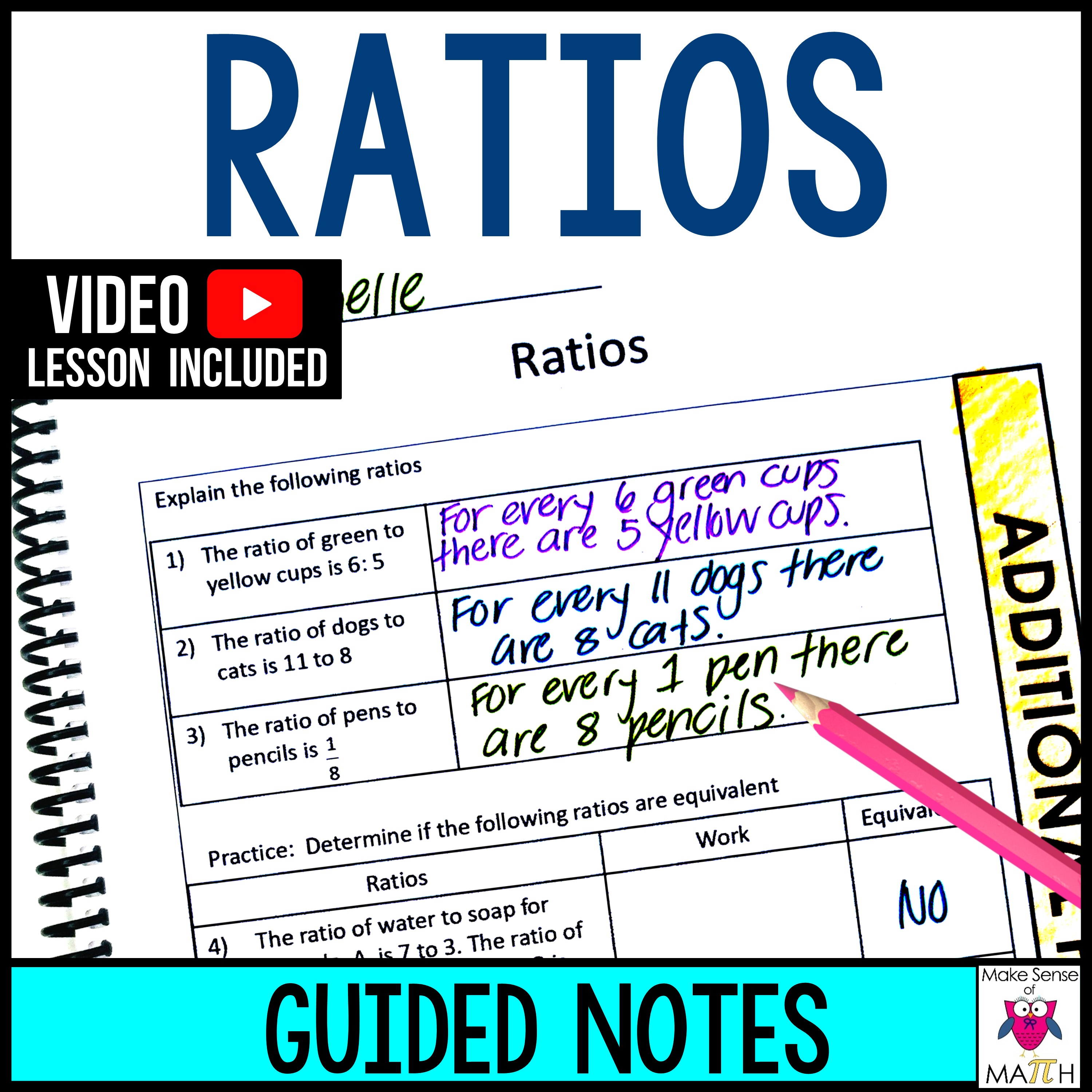 Ratios Guided Notes - Tables, Graphing, Comparing & Equivalent Ratios ...