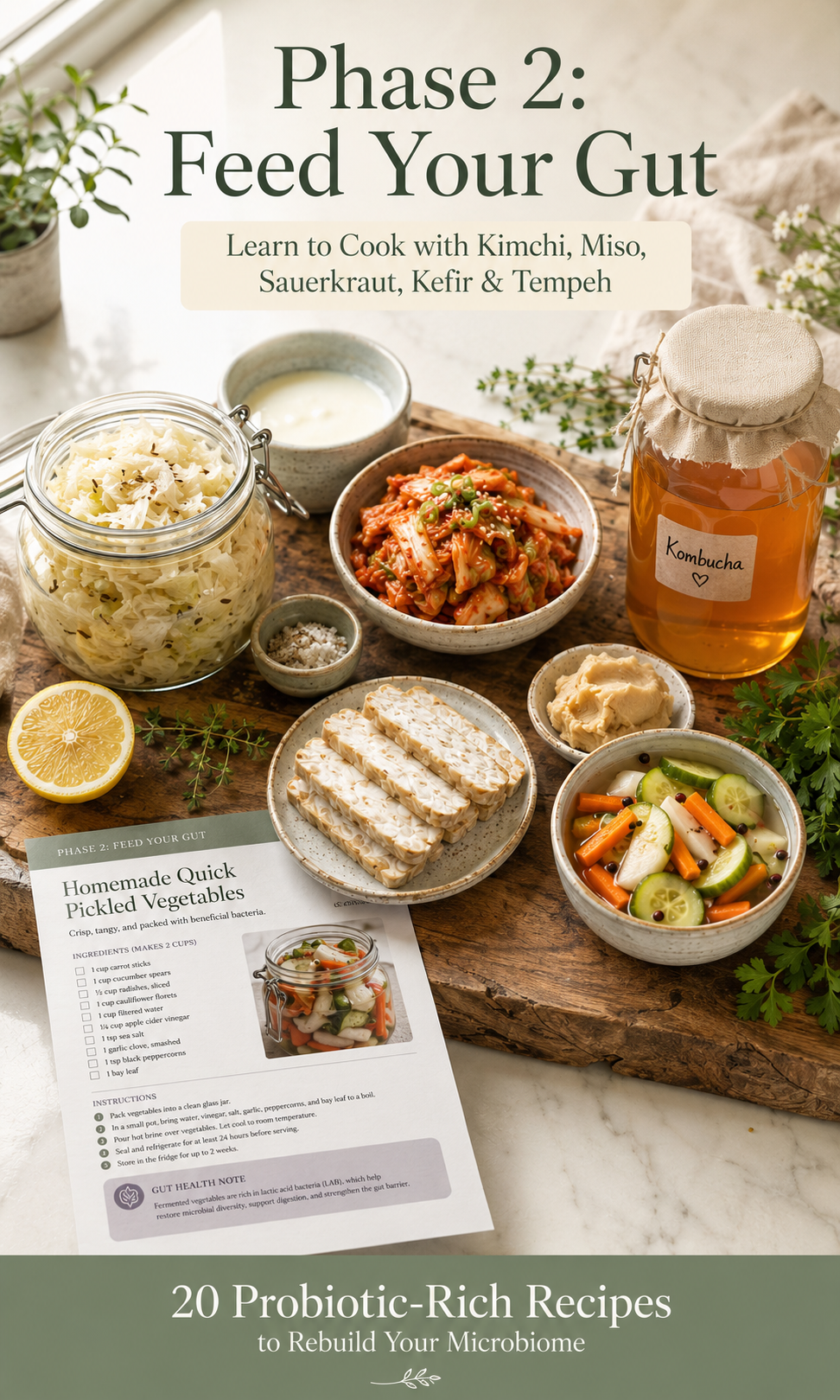 Calm & Nourish: The 28-Day Gut Healing Kitchen — 58 Anti-Inflammatory Recipes + 8 Healing Drinks, 3-Phase Meal Plan, Grocery Lists & Symptom Tracker (Digital Cookbook PDF + Interactive Edition)