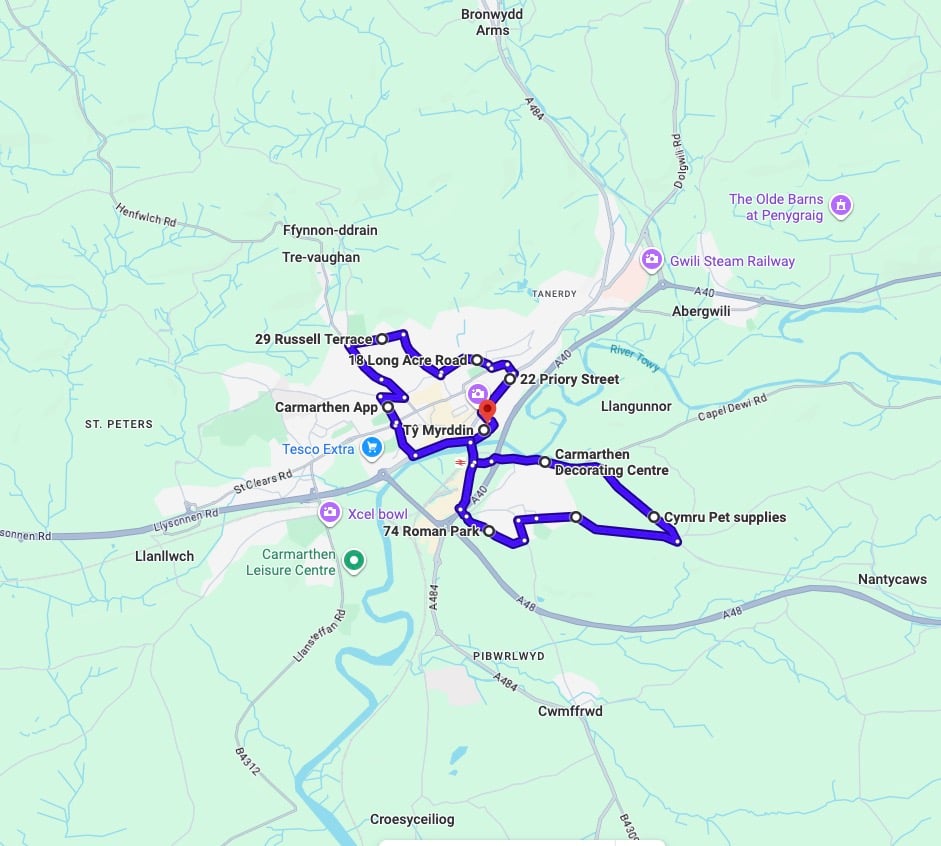 Practise real driving test routes for Carmarthen Driving Test Centre. This PDF includes 8 Google Maps practice routes to help learner drivers prepare confidently for the practical driving test.