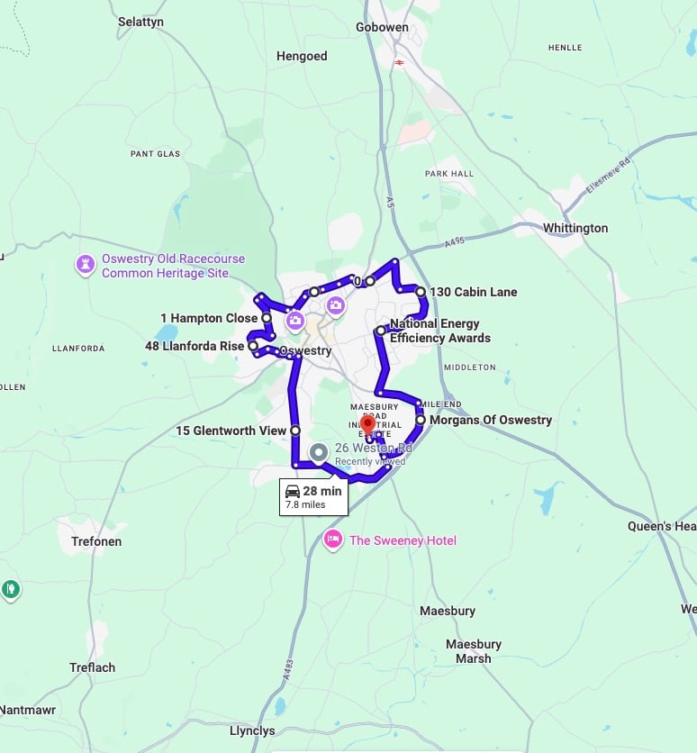 Practise real driving test routes for Oswestry Driving Test Centre. This PDF includes 8 Google Maps practice routes to help learner drivers prepare confidently for the practical driving test.