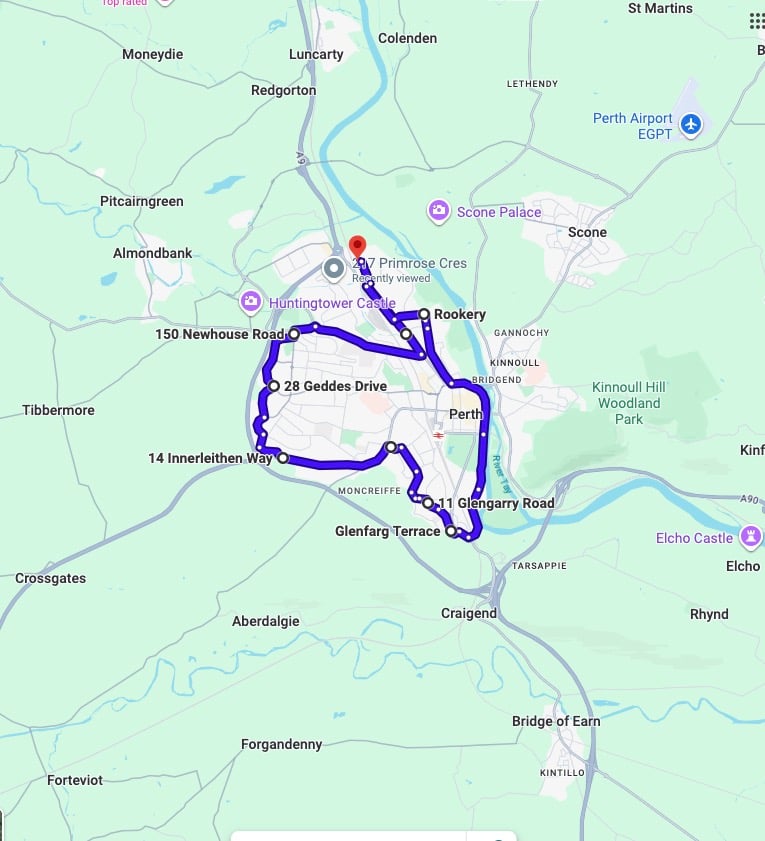 Practise real driving test routes for Perth (Arran Road) Driving Test Centre. This PDF includes 8 Google Maps practice routes to help learner drivers prepare confidently for the practical driving test.