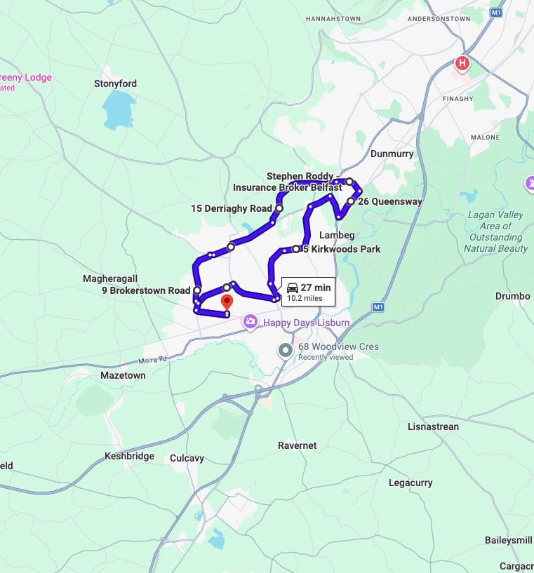 Practise real driving test routes for Lisburn Driving Test Centre. This PDF includes 5 Google Maps practice routes to help learner drivers prepare confidently for the practical driving test.