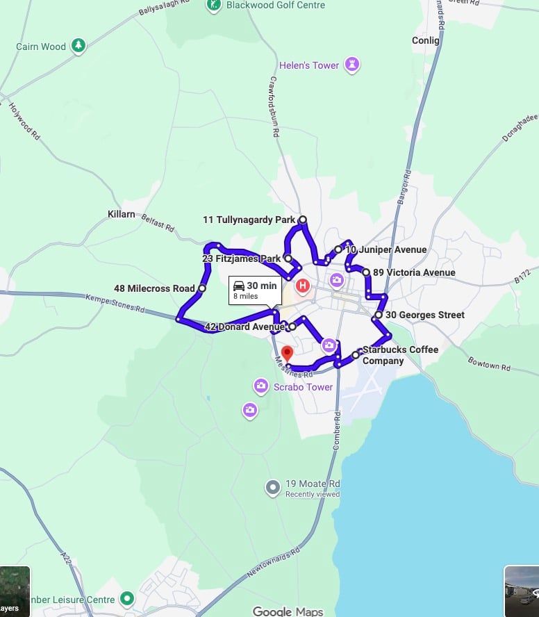Practise real driving test routes for Newtownards Driving Test Centre. This PDF includes 8 Google Maps practice routes to help learner drivers prepare confidently for the practical driving test.